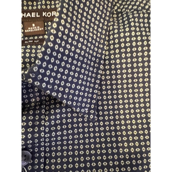 Michael Kors Black  Diamond Print Stretch Long Sleeve Dress Shirt - Small - Picture 3 of 7